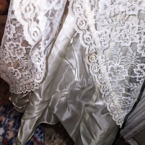 GUNNE SAX JESSICA McCLINTOCK Sz11 Vintage 1980 Cream HOCO Formal Lace Mini Dress - Picture 12 of 16